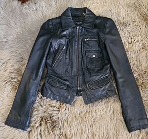 Black Rivet Women's Black Leather Jacket with Pockets